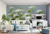 3D Retro Hydrangea Floral White Patterns Background Wall Mural Wallpaper GD 1199- Jess Art Decoration