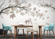 3D Modern Simple Grey Maple Leaves Tree Retro Wall Mural Wallpaper GD 1069- Jess Art Decoration