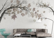 3D Modern Simple Grey Maple Leaves Tree Retro Wall Mural Wallpaper GD 1069- Jess Art Decoration