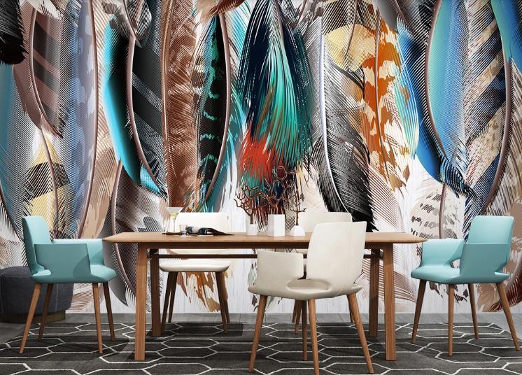 3D Modern Simple Freehand Colors Feathers Wall Mural Wallpaper GD 1081- Jess Art Decoration