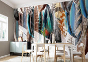 3D Modern Simple Freehand Colors Feathers Wall Mural Wallpaper GD 1081- Jess Art Decoration