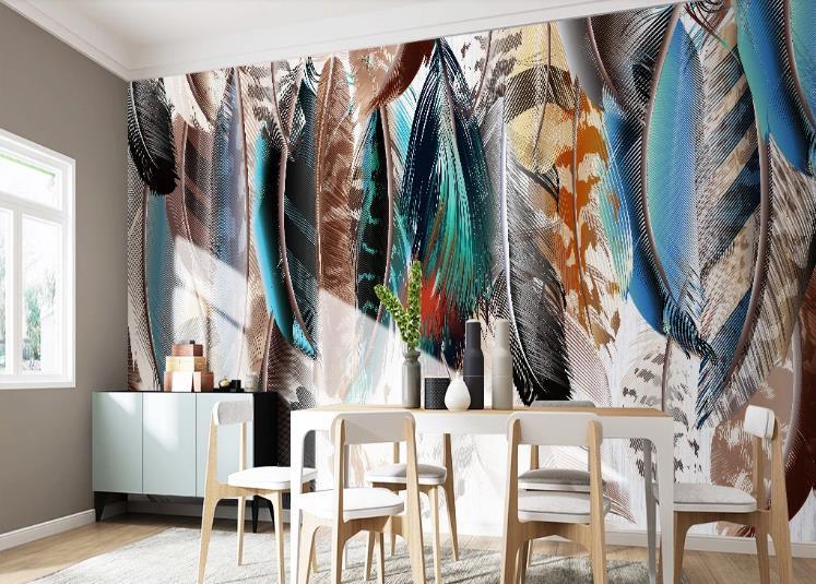 3D Modern Simple Freehand Colors Feathers Wall Mural Wallpaper GD 1081- Jess Art Decoration