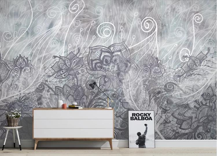 3D Lace Feather Line Simple Wall Mural Wallpaper GD 1281- Jess Art Decoration