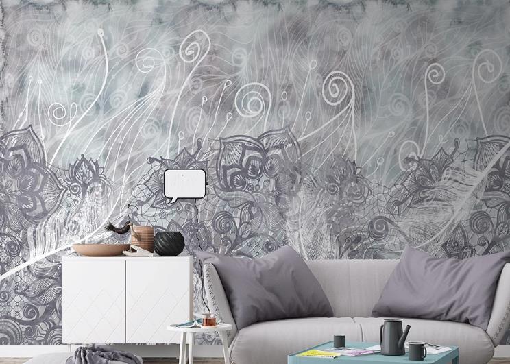 3D Lace Feather Line Simple Wall Mural Wallpaper GD 1281- Jess Art Decoration
