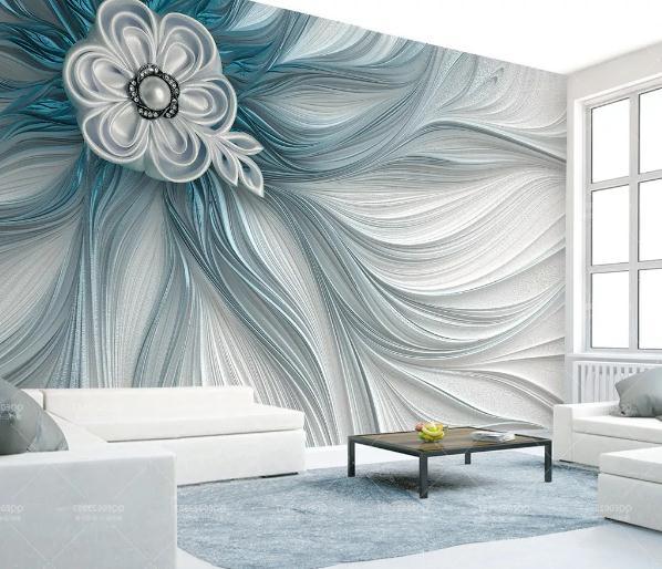 3D Abstract Blue Floral Relief Wall Mural Wallpaper 296- Jess Art Decoration