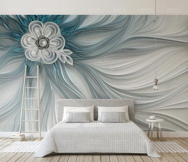 3D Abstract Blue Floral Relief Wall Mural Wallpaper 296- Jess Art Decoration