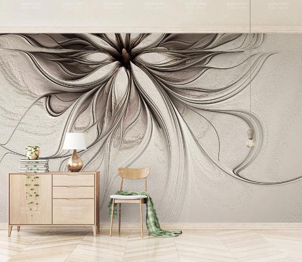 3D Abstract Floral Line Relief Wall Mural Wallpaper 310- Jess Art Decoration