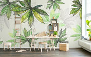 3D Green Watercolor Leaves Wall Mural Wallpaper 299- Jess Art Decoration