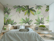 3D Green Watercolor Leaves Wall Mural Wallpaper 299- Jess Art Decoration