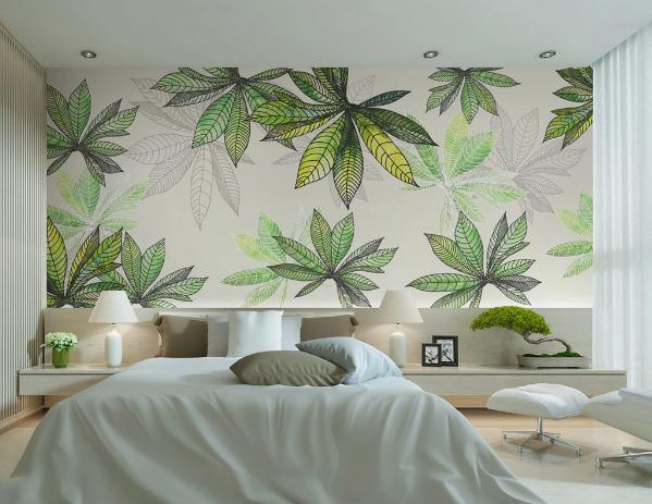 3D Green Watercolor Leaves Wall Mural Wallpaper 299- Jess Art Decoration
