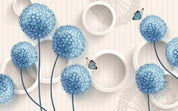 3D Blue Dandelion White Circle Wall Mural Wallpaper 102- Jess Art Decoration