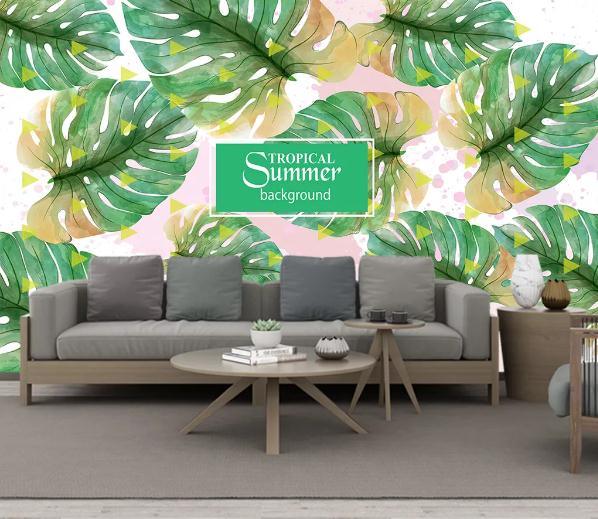 3D Green Tropical Palm Leaves Wall Mural Wallpaper 410- Jess Art Decoration