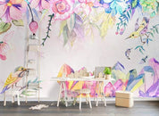 3D Watercolor Pink Floral Birds Wall Mural Wallpaper 383- Jess Art Decoration