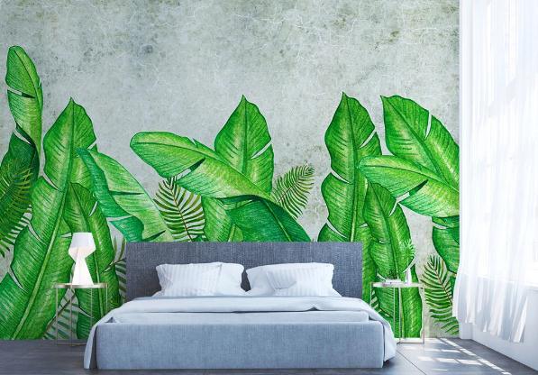 3D Green Tropical Plants Leaves Wall Mural Wallpaper 409- Jess Art Decoration