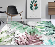 3D Hand Painted Green Pink Leaves Non-Slip Rug Mat 8- Jess Art Decoration