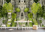 3D Green Tropical Plants Leaves Wall Mural Wallpaper 407- Jess Art Decoration