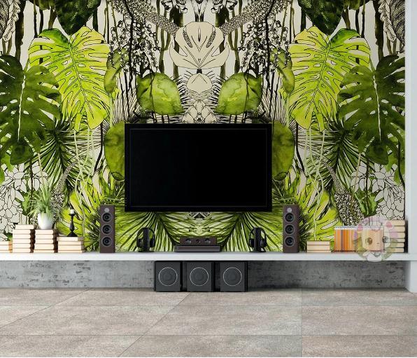 3D Green Tropical Plants Leaves Wall Mural Wallpaper 407- Jess Art Decoration