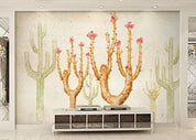 3D Abstract Watercolor Cactus Wall Mural Wallpaper 444- Jess Art Decoration