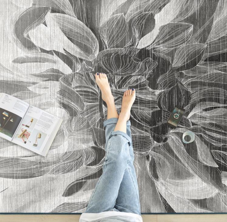 3D Abstract Grey Flowers Non-Slip Rug Mat 94- Jess Art Decoration