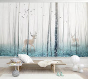 3D Forest Elk Bird Wall Mural Wallpaper 284- Jess Art Decoration