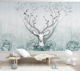 3D Green Floral Elk Wall Mural Wallpaper 115- Jess Art Decoration