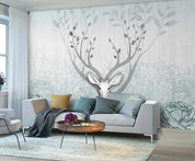 3D Green Floral Elk Wall Mural Wallpaper 115- Jess Art Decoration