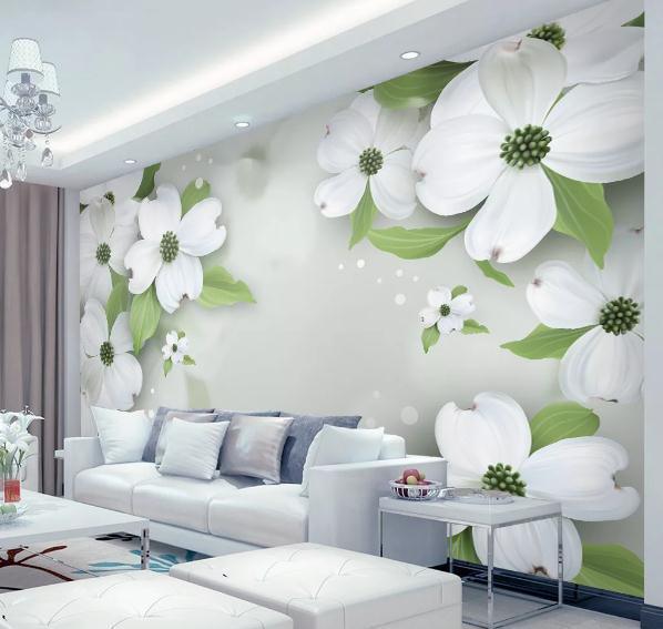 3D White Flower Wall Mural Wallpaper 230- Jess Art Decoration