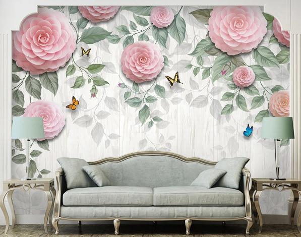 3D Pink Floral Vine Wall Mural Wallpaper 382- Jess Art Decoration