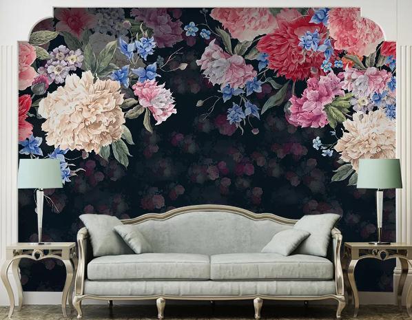 3D Black Peony Flower Wall Mural Wallpaper 242- Jess Art Decoration