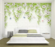 3D Brick Wall Floral Branch Leaves Wall Mural Wallpaper 480- Jess Art Decoration