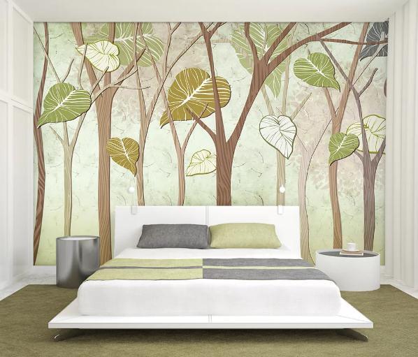 3D Trees Leaves Forest Wall Mural Wallpaper 348- Jess Art Decoration