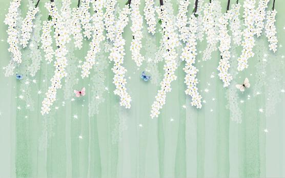 3D Green Floral Butterfly Wall Mural Wallpaper 486- Jess Art Decoration