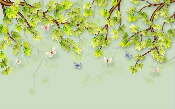 3D Green Grape Leaves Wall Mural Wallpaper 314- Jess Art Decoration