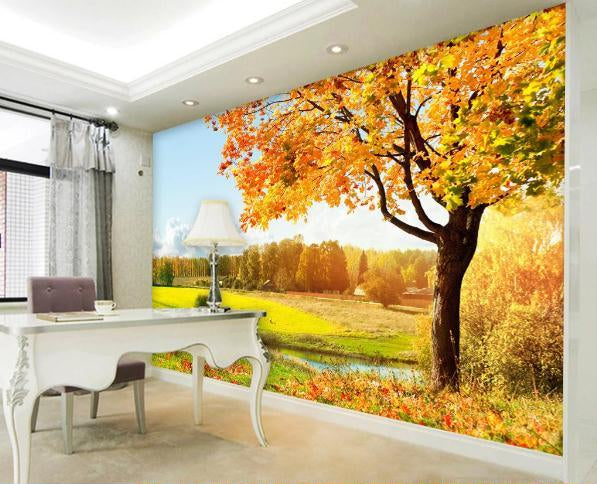 3D Golden Forest Grassland Fall Wall Mural Wallpaper 259- Jess Art Decoration