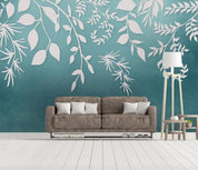 3D Blue Leaves Plants Wall Mural Wallpaper 180- Jess Art Decoration