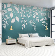 3D Blue Leaves Plants Wall Mural Wallpaper 180- Jess Art Decoration