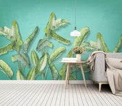 3D Blue Green Tropical Leaves Wall Mural Wallpaper 178- Jess Art Decoration
