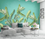 3D Blue Green Tropical Leaves Wall Mural Wallpaper 178- Jess Art Decoration