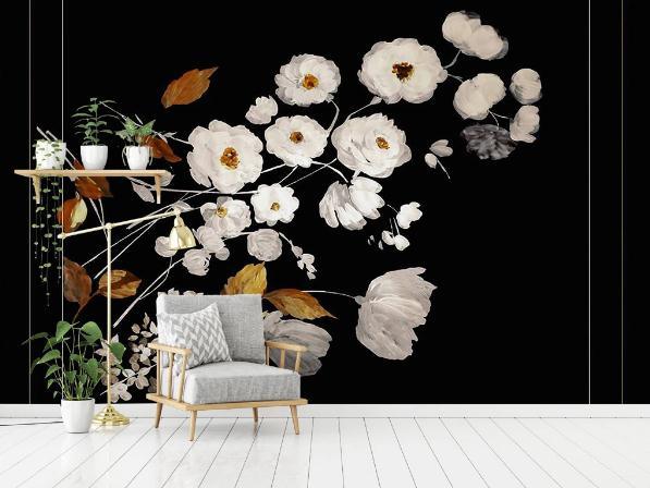 3D Black White Rose Floral Wall Mural Wallpaper 399- Jess Art Decoration