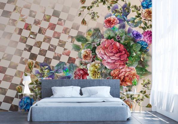 3D Rose Floral Lattice Wall Mural Wallpaper 412- Jess Art Decoration