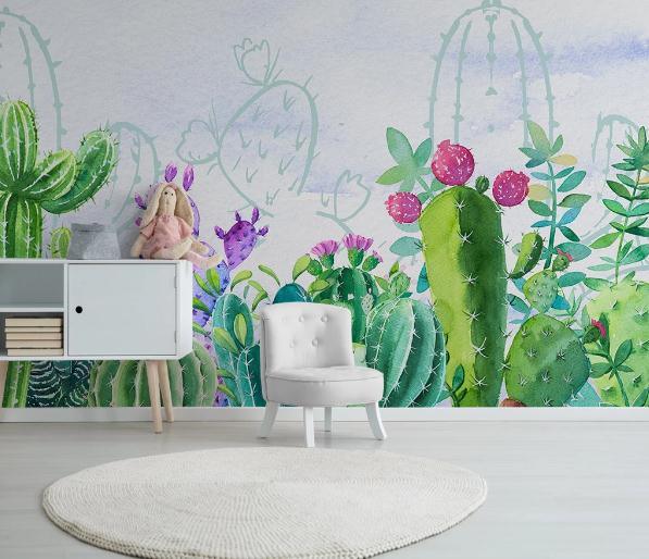 3D Green Cactus Wall Mural Wallpaper 189- Jess Art Decoration