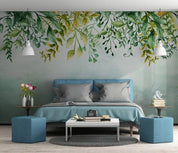 3D Green Leaves Branch Wall Mural Wallpaper 476- Jess Art Decoration