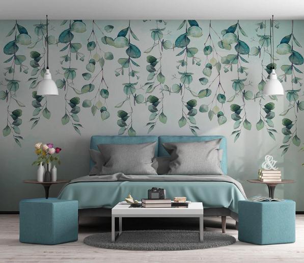 3D Green Leaves Branch Wall Mural Wallpaper 477- Jess Art Decoration