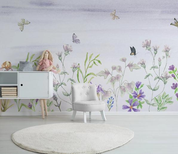 3D Floral Butterfly Plants Wall Mural Wallpaper 439- Jess Art Decoration