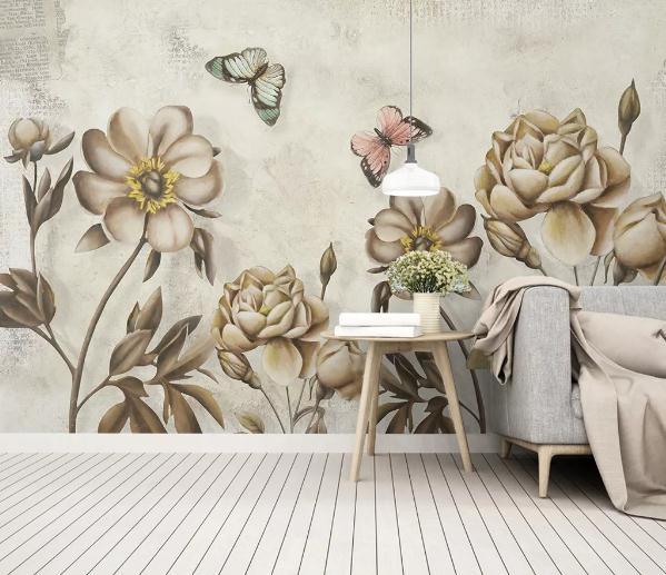 3D Floral Rose Butterfly Wall Mural Wallpaper 288- Jess Art Decoration