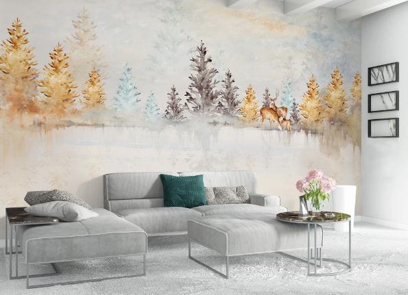 3D Forest Elk Wall Mural Wallpaper 473- Jess Art Decoration
