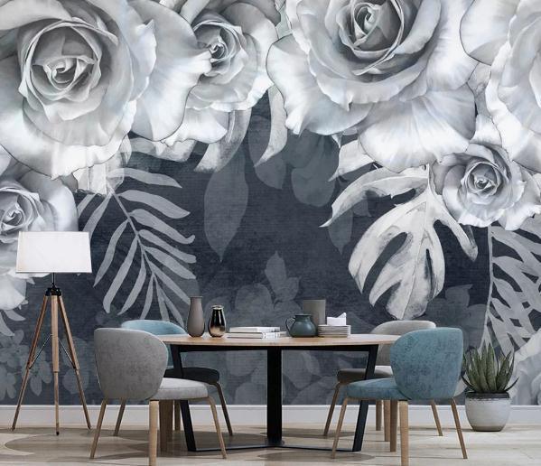 3D Black Floral Wall Mural Wallpaper 416- Jess Art Decoration