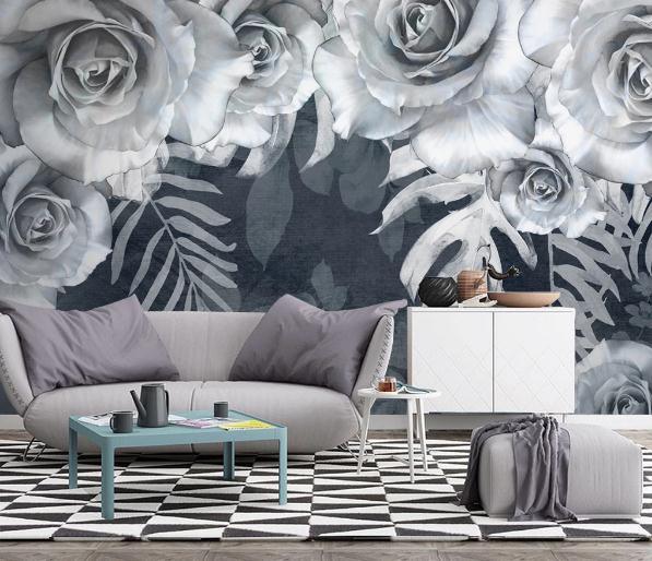 3D Black Floral Wall Mural Wallpaper 416- Jess Art Decoration