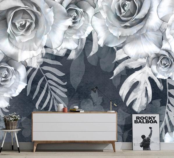 3D Black Floral Wall Mural Wallpaper 416- Jess Art Decoration