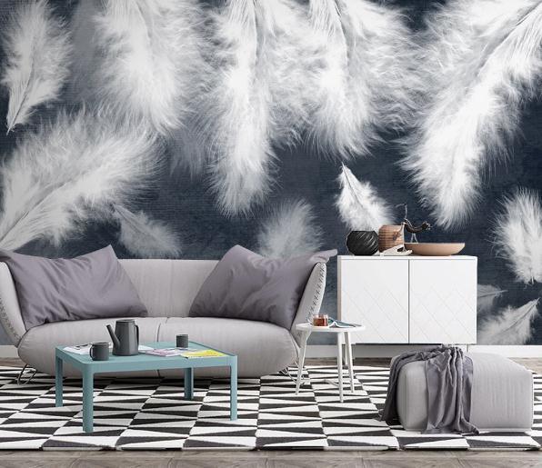 3D Black White Feather Wall Mural Wallpaper 407- Jess Art Decoration